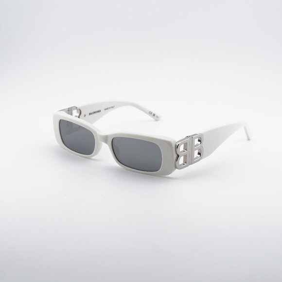 Balenciaga BB0096S 020 Sunglasses Ivory/Silver Rectangle Frame, Grey Lenses main image 10